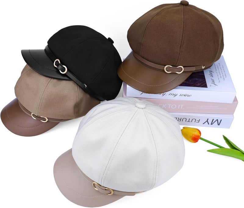 Busnos Newsboy Hats for Women and Men Beret Women's Hats & Caps Fall and Winter Womens Hat y2k Hat Women's Octagonal Cap - Image 5